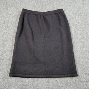 Austin Reed Skirt Womens 6 Black Merino Wool Knit Pencil Made USA Elastic Waist